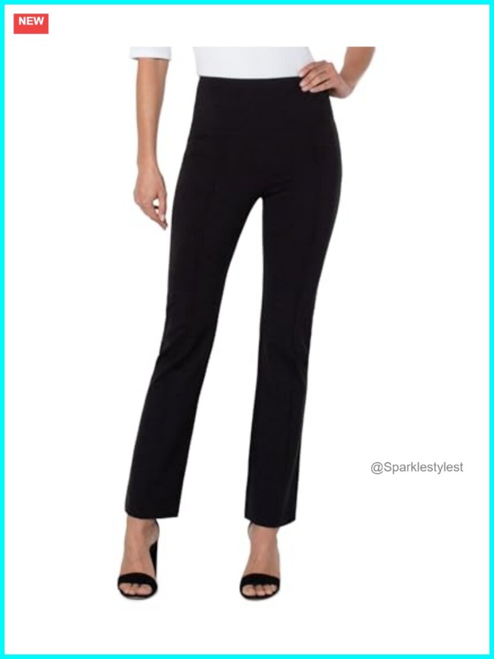 Liverpool Pearl Full-Length Flare Pants Pin Tucks High-Rise Pull-On Knit